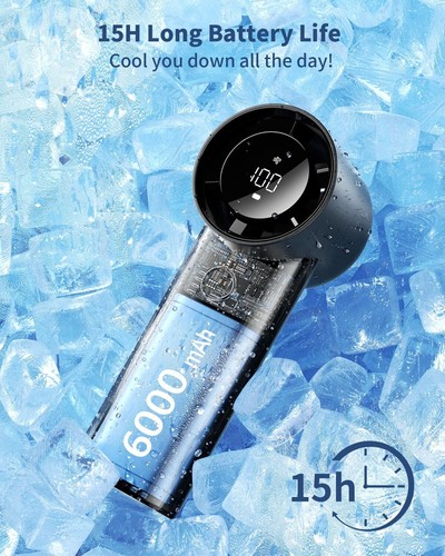 Portable Personal Turbo Fan, 5 Speed Adjustable With Digital Display, Powerful - Picture 5 of 7