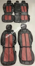 BLACK & MEDIUM RED CUSTOM LEATHER SEAT COVERS FOR FORD BRONCO 4 DOOR FULL SIZE