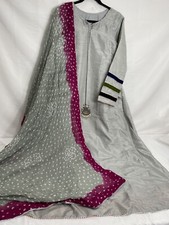 Pakistani Party Wear rawsilk maxi/gown with chunri dupatta Large bust 42