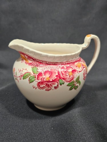 Vintage Johnson Bros Devonshire Rot Rosa Mehrfarbig Milchkännchen mit Seilrand - Bild 3 von 10