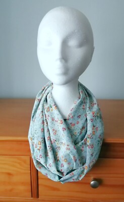 Damen Double Loop Infinity Schal hell türkis Ditsy Print Design 