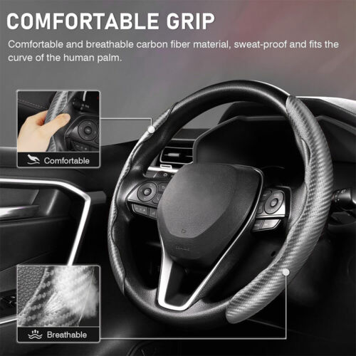 Universal Carbon Fiber Car Steering Wheel Booster Cover Non-Slip Car Accessories - Foto 2 di 6