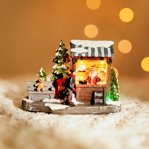 Pueblo de Navidad Adorno LED Iluminar Panadería Tienda Escena Decoración Nieve Navidad - Imagen 24 de 24