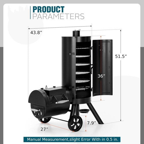 Extra Large BBQ Smoker Vertical Charcoal Smoker Grill BBQ Gill with Smoker Box - Picture 9 of 9