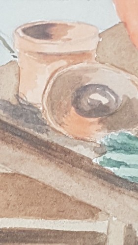 Aquarell der Künstlerin Sheena Morgan "A Corner of the Sun Room" signiert ungerahmt - Bild 11 von 12