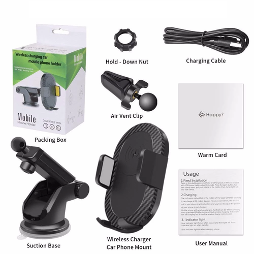 Car Fast Wireless Charger Holder Air Vent Mount Bracket Samsung iPhone 3 in 1 - Photo 11 sur 11