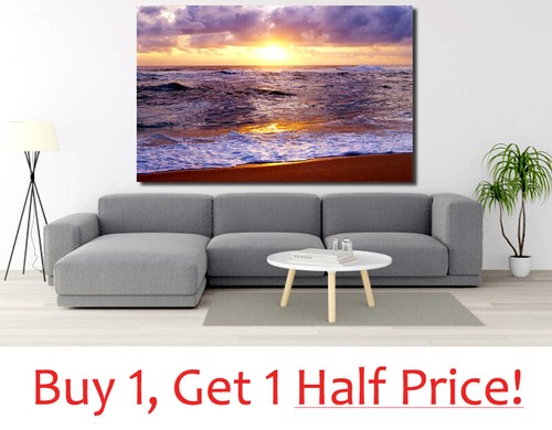 BEACH SUNSET CANVAS WALL ART *Framed* SEASIDE NATURE PICTURE PRINT - Picture 3 of 14