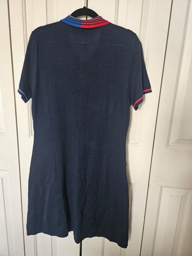G. FORE 100%wool golf athletic polo mini dress navy blue L - Picture 2 of 8