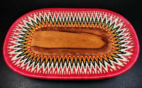 Große 16" Wounaan Embera Native Werregue Palme handgewebtes Tablett Teller Schüssel Korb - Bild 7 von 11