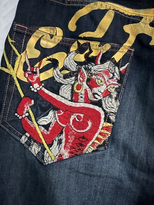 Christian Audigier　デニム　未使用　エド　ハーディー Ed Hardy Vintage Denim Jeans Button Front By Christian