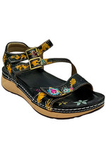 L'Artiste x Jane  Coco Leather Sandals Black