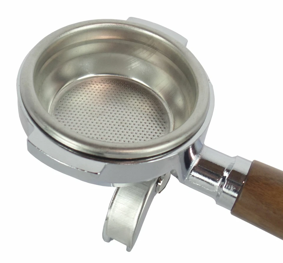 Siebträger für FIORENZATO-Espressomaschinen Walnussgriff - 2 Auslauf - 14g Sieb - Bild 4 von 4