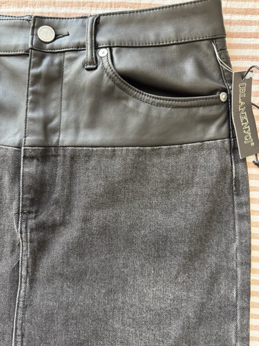 NWT! Blank NYC Mixed Media Black Denim and Faux Leather Mini Skirt Grunge  Sz:29 - Picture 2 of 15
