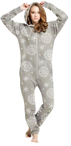 Unisex Hooded Onesie0 – Zip Up Non-Footed Printed Pyjamas Jumpsuit for Adults - Picture 63 of 160