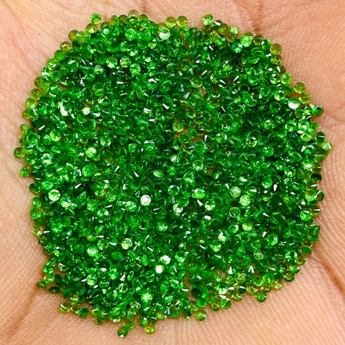 100 Pcs Natural Tsavorite 1.4mm Round Diamond Cut Loose Dazzling Green Gemstones - Picture 7 of 14
