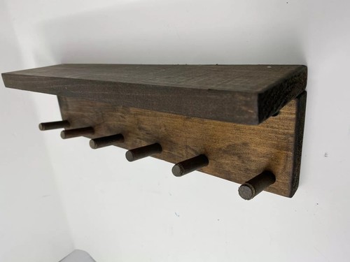Cappotto in legno recuperato effetto invecchiato portacappello ripiano 6 pioli ganci chiavi di archiviazione - Foto 3 di 7