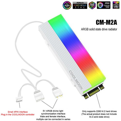 5V ARGB Sync Computer 2280 SSD M2 Radiator PC RGB M.2 Nvme Cooler Heatsink _SE - Photo 14/14
