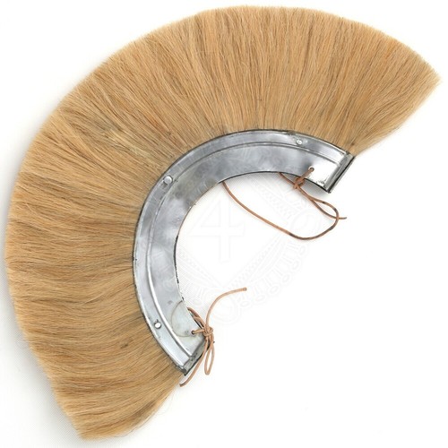 Medieval Roman helmet crest with metal frame, Blond Hair Plume For Helmets - 第 1/4 張圖片