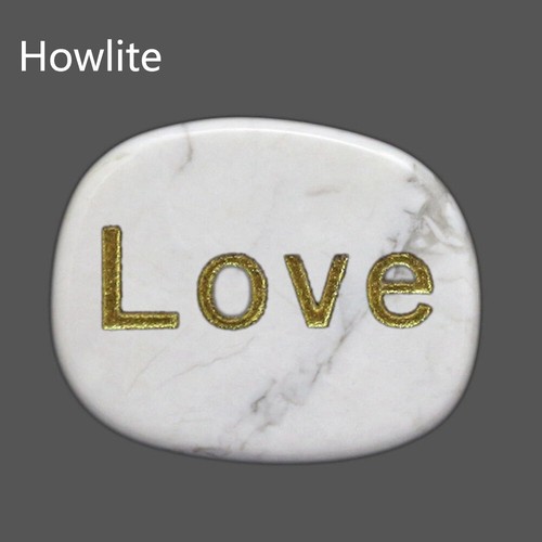 Natural Pocket Stone Engraved "Love" Lettering Inspirational Positive Word - Imagen 11 de 23