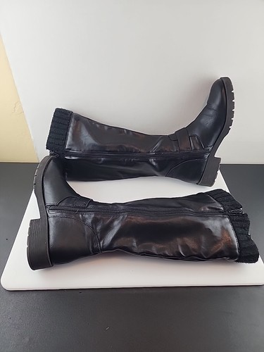 Me Too Black Passion Zip Buckle Knee High Fashion Boots Size 8M - Picture 5 of 11