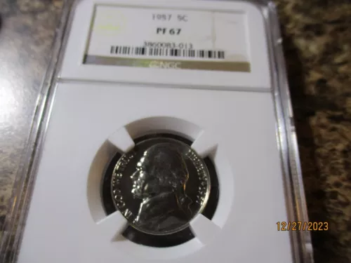 1957 JEFFERSON NICKEL NGC PR 67    013