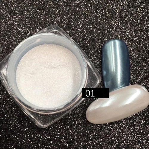Pearl Nail Aurora White Chrome Shiny Powder Glazed Donut Ceramic Shell Effect UK - Picture 13 of 20