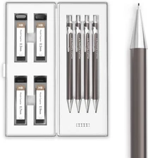 Mechanical Pencil Set with Case - 4 Sizes: 0.3, 0.5, 0.7 & 0.9Mm with 30 HB Lead