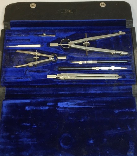 Vintage K&E Drafting Set - Drawing Instruments In Case With Compass Dividers - Picture 2 of 9