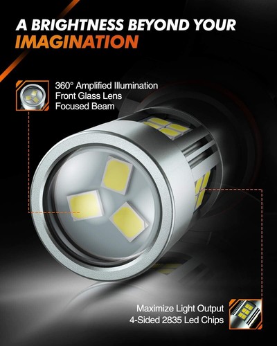 LED Fog Light Bulbs 6000K Xenon White - Pack of 2 with 360-Degree Illumination - Picture 5 of 10
