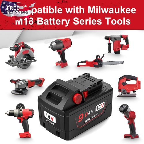 1Pack 9.0Ah Replacement for Milwaukee M18 Battery and Charger Kit Compatible wit - Picture 3 of 12