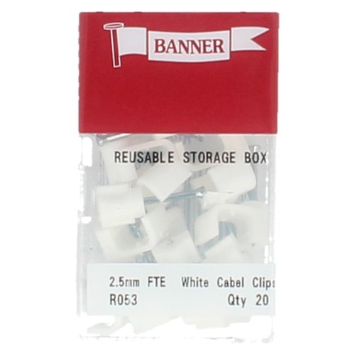 White cable clips in sizes 1.5mm/2.5mm/5mm/7mm/8mm By banner £0.99 - Picture 11 of 41