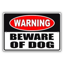 Warning Beware Of Dog Will Bite Do Not Enter Security Safety Novelty Metal Sign