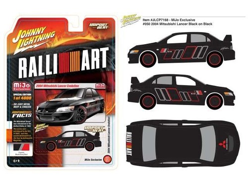 Johnny Lightning 1/64 RalliArt 2004 Mitsubishi Lancer Evolution Black JLCP7168 - Picture 2 of 2