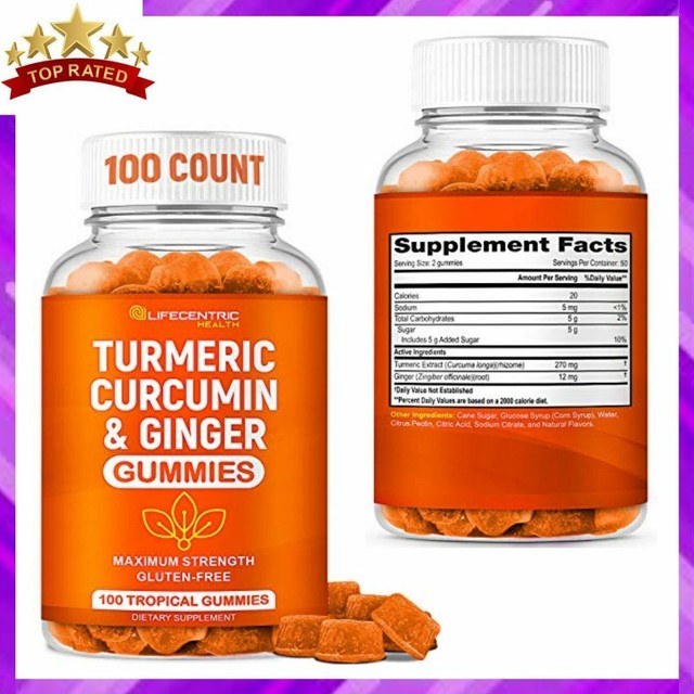 TURMERIC GUMMIES for Adults Kids Anti Inflammatory Ginger By