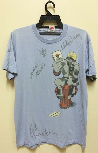 VINTAGE 80's 1990 POWELL PERALTA RAY BARBEE SKATEBOARD T-SHIRT SIGNED VALLELY