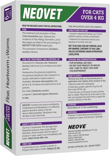 Neovet For Cats (Over 4kg) 6 Pack Aus Free shipping - Picture 13 of 21