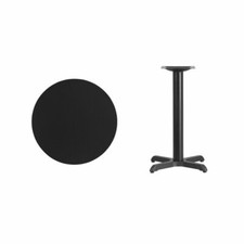 24" Round Black Laminate Table Top With Base - Table Height Restaurant Table