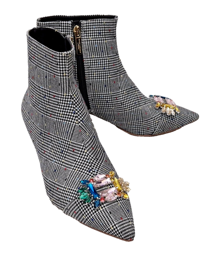 KURT GEIGER Bellevue Ankle Zip Grey Fabric Gem Boots Ladies EU 36 UK 3 RRP £219 - 第 1/5 張圖片