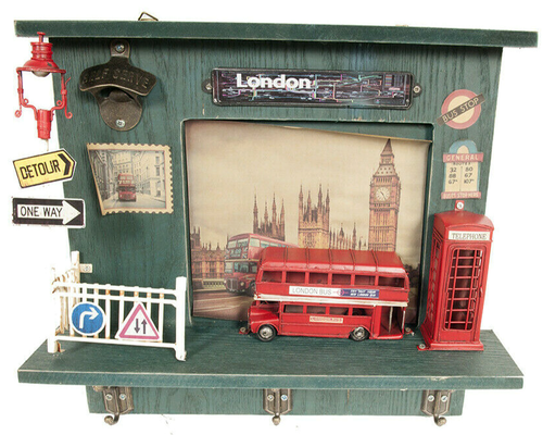 UK Double Decker London England Bus Metal Model Bottle Opener Key Holder Rack - Picture 2 of 12