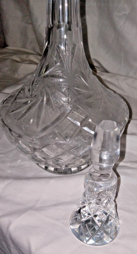 Antike amerikanische Brillant 16" Kristall Karaffe mit Stopfen Stiftrad/Stern Design - Bild 5 von 13