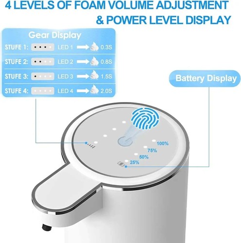 Automatic Soap Dispenser Touchless Foaming Soap Dispenser 380ml USB Rechargeable - Picture 2 of 10