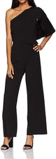 NEW Adrianna Papell Size 14 Black Jumpsuit Wide Leg Off The Shoulder Evening