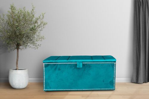 Caja de almacenamiento otomana de lujo Chesterfield, reposapiés, banco caja de juguetes caja de almacenamiento - Imagen 1 de 17