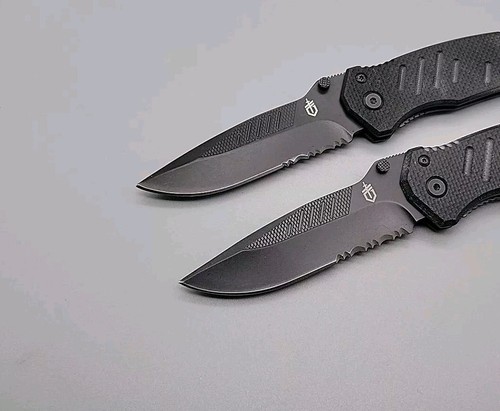 Gerber Swagger Pocket Knives - Lot of 2 - Frame Lock - Combo Edge Blade - Black - Picture 3 of 8