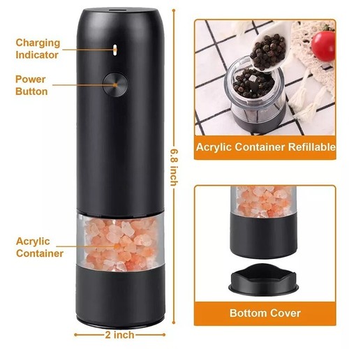 Electric Salt Pepper Spice Grinder - Kitchen USB Rechargeable Adjustable Coarse - Picture 5 of 21