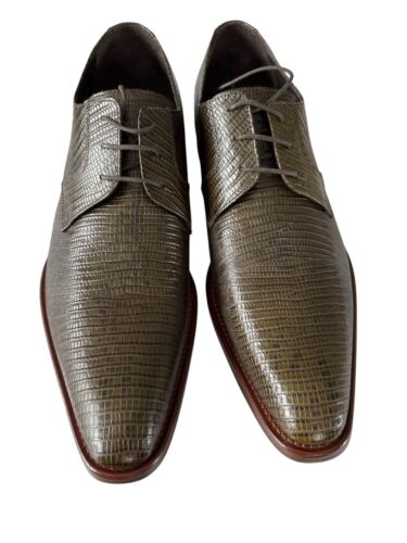 Paul Fredrick Mens US 10.5 M Italian Leather Oxford Shoes Brown Lizard Print - Picture 5 of 12
