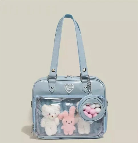 Lolita transparent PU ItaBag shoulder bag handbag JK uniform mailman bag- - Picture 24 of 30