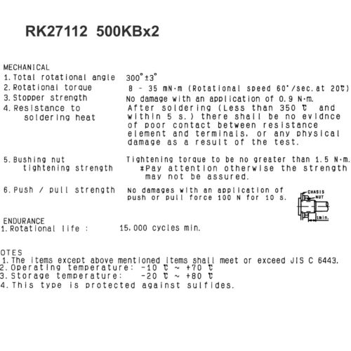 Alps RK27112 the Blue Audio Potentiometer Rotary 10K 50K 100K 250K 500K 1M - Picture 37 of 40