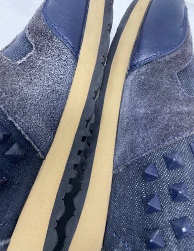 Valentino Garavani Womens Lace Up Rockstud Denim Low Top Sneakers Blue Size 39 - Picture 9 of 11