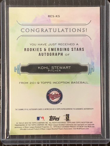 2019 Topps Inception Kohl Stewart RC Autograph Red #/75 - Picture 2 of 2